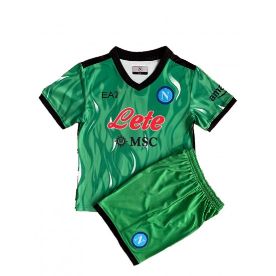 Camisola SSC Napoli Guarda-redes Criança Equipamento Primeiro 2021-2022 Manga Curta